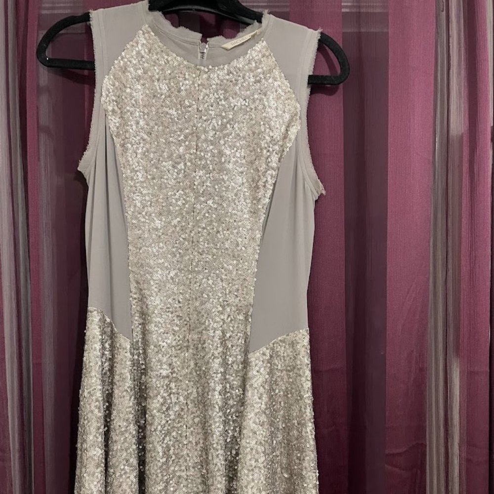 Rachel Roy Silver Sleeveless Sequin Flare Dress - Size 4